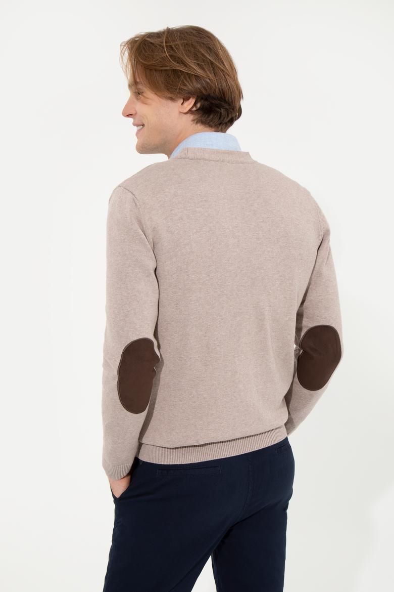 Erkek Vizon Melanj Basic Triko Hırka - 50251881064