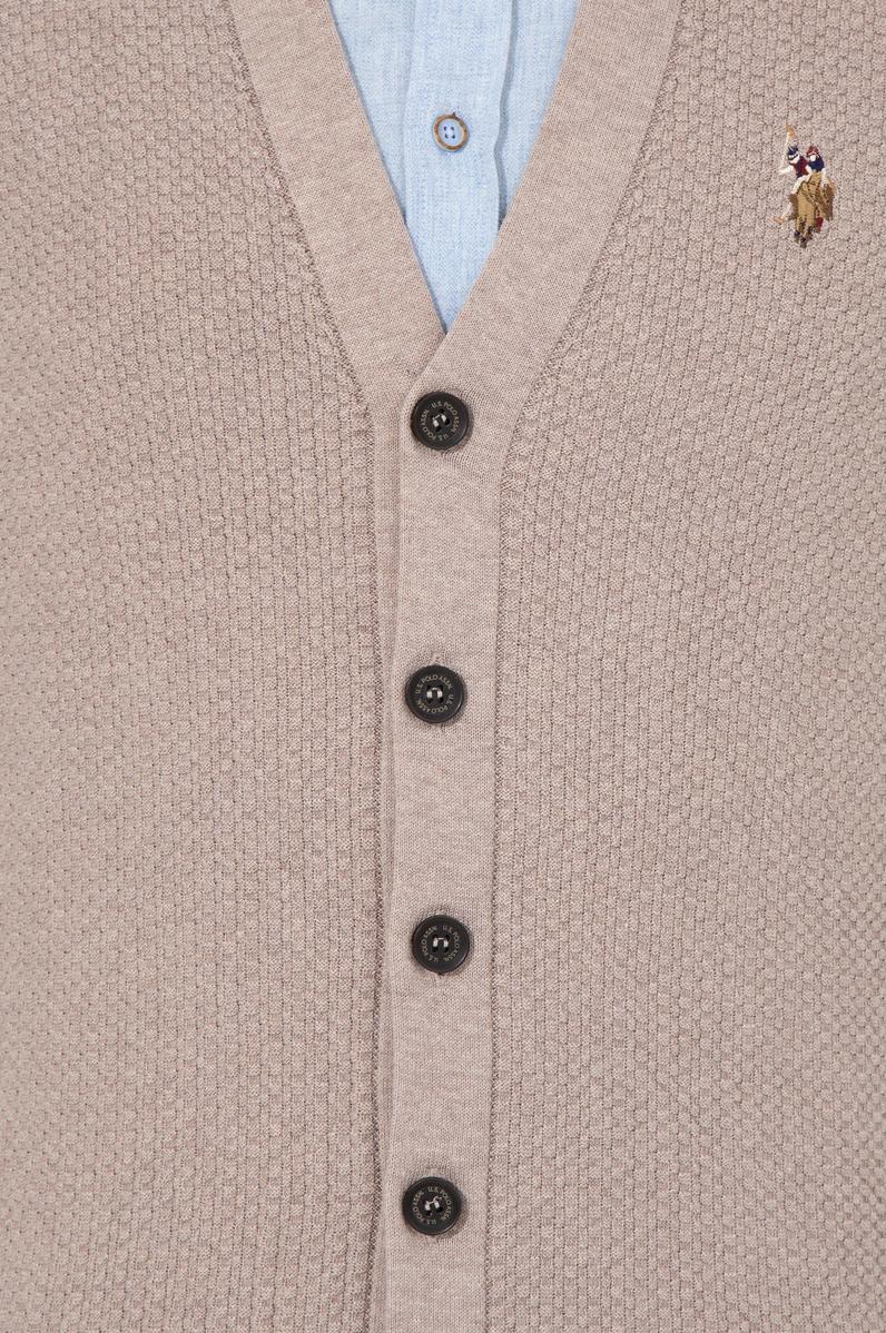 Erkek Vizon Melanj Basic Triko Hırka