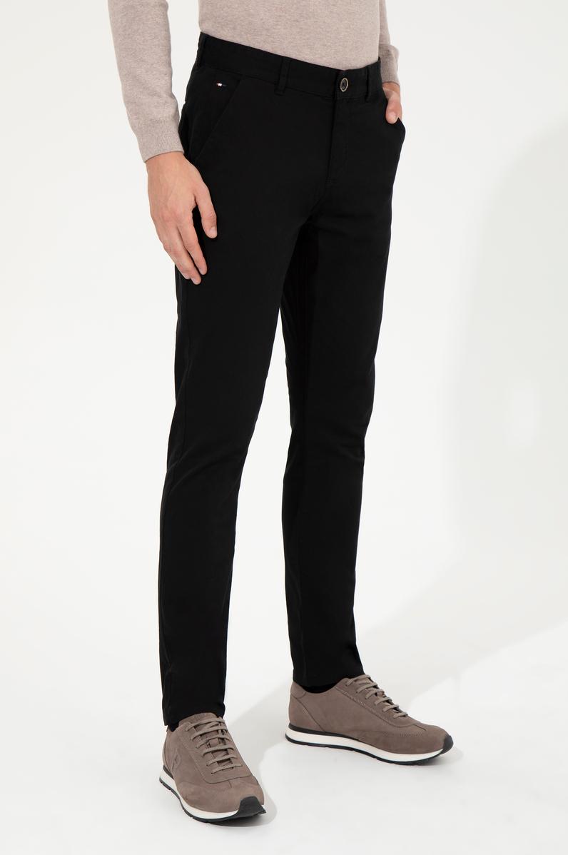 Erkek Slim Fit Siyah Kanvas Pantolon