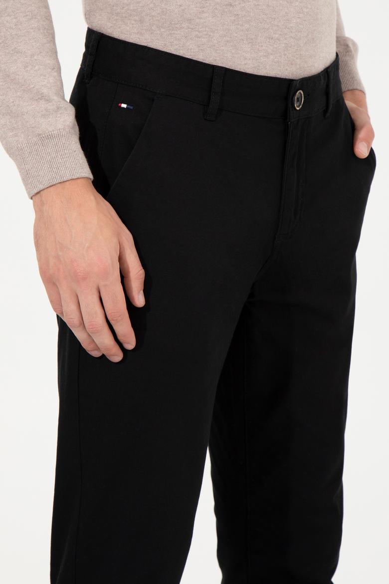 Erkek Slim Fit Siyah Kanvas Pantolon - 50260817026