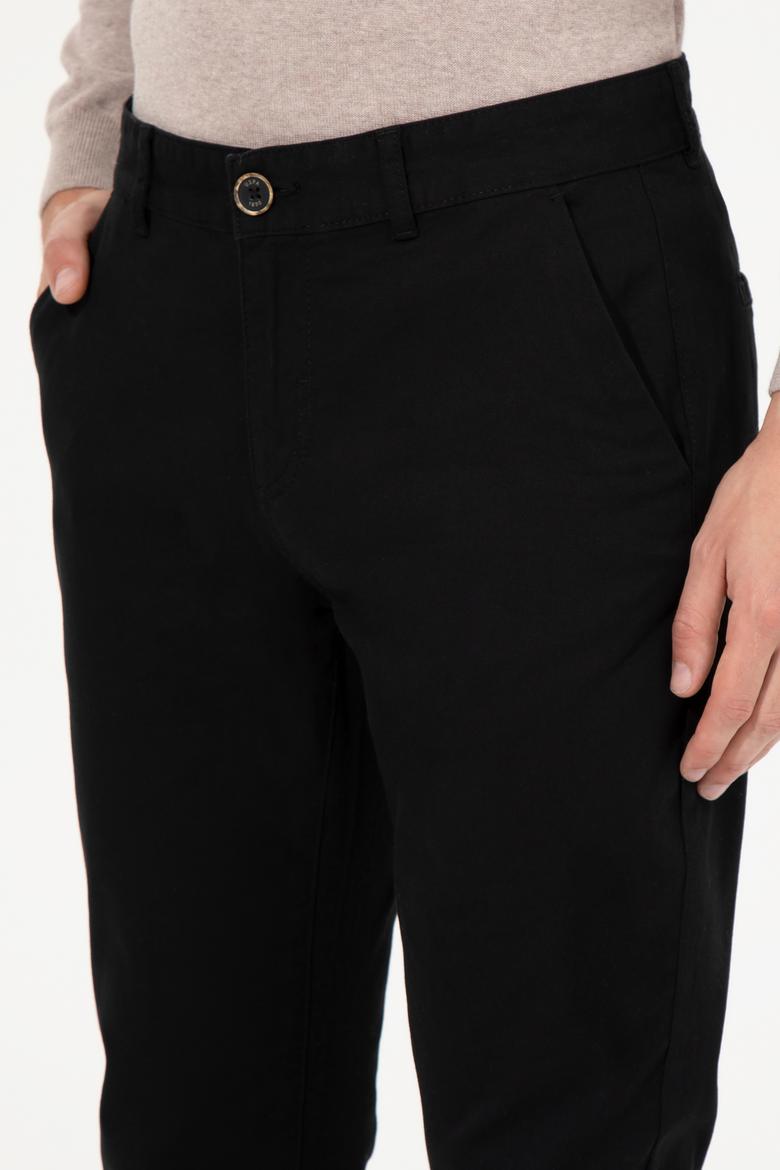 Erkek Slim Fit Siyah Kanvas Pantolon - 50260817026