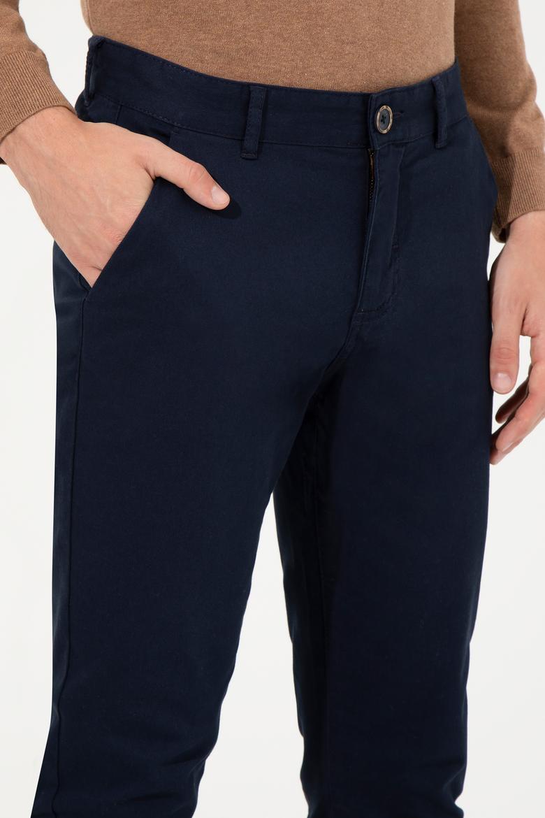 Erkek Slim Fit Lacivert Kanvas Pantolon - 50260817016