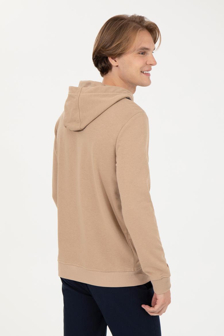 Erkek Camel Kapüşonlu Sweatshirt - 50257143049