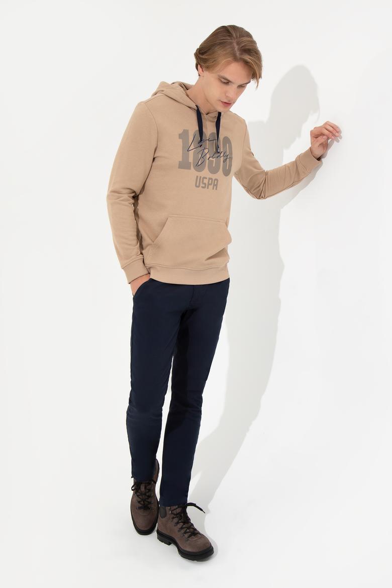 Erkek Camel Kapüşonlu Sweatshirt - 50257143049