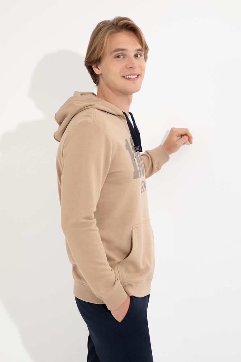 Erkek Camel Kapüşonlu Sweatshirt - 50257143049