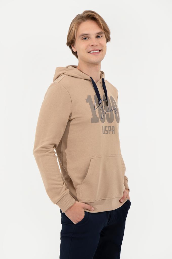 Erkek Camel Kapüşonlu Sweatshirt