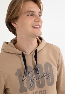 Erkek Camel Kapüşonlu Sweatshirt - 50257143049
