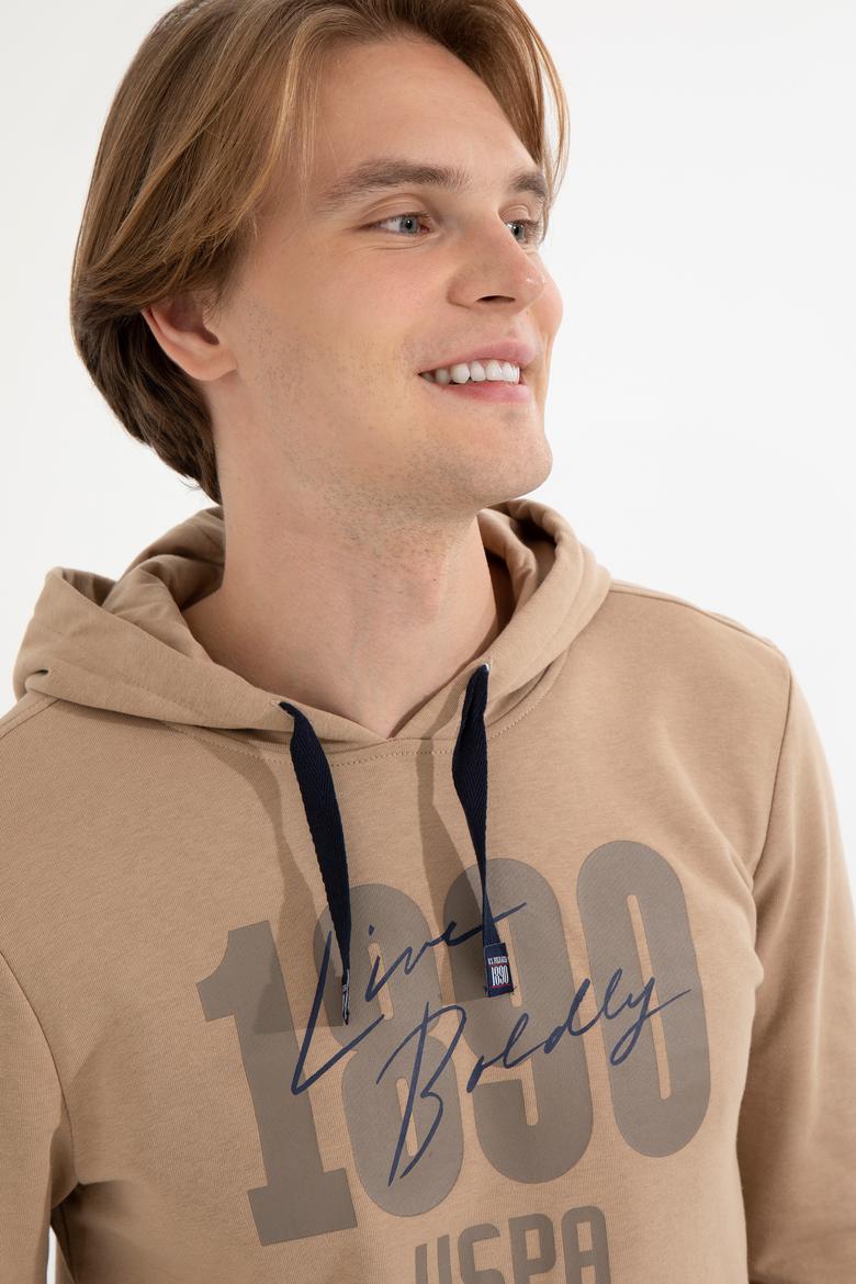 Erkek Camel Kapüşonlu Sweatshirt - 50257143049