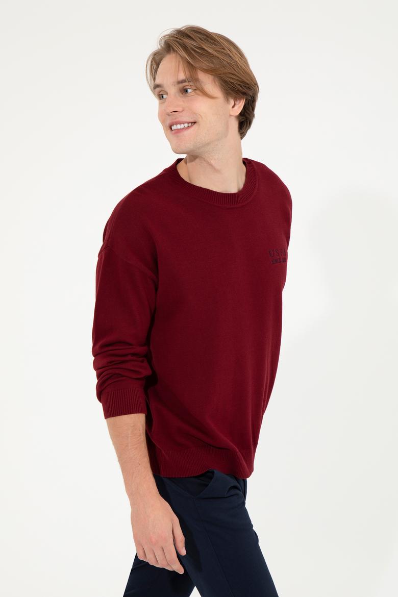 Erkek Bordo Bisiklet Yaka Triko Kazak