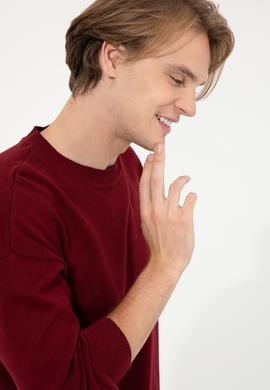 Erkek Bordo Bisiklet Yaka Triko Kazak - 50258306035