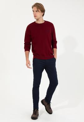 Erkek Bordo Bisiklet Yaka Triko Kazak - 50258306035