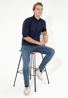 Erkek Lacivert Uzun Kollu Basic Gömlek - 50249521024
