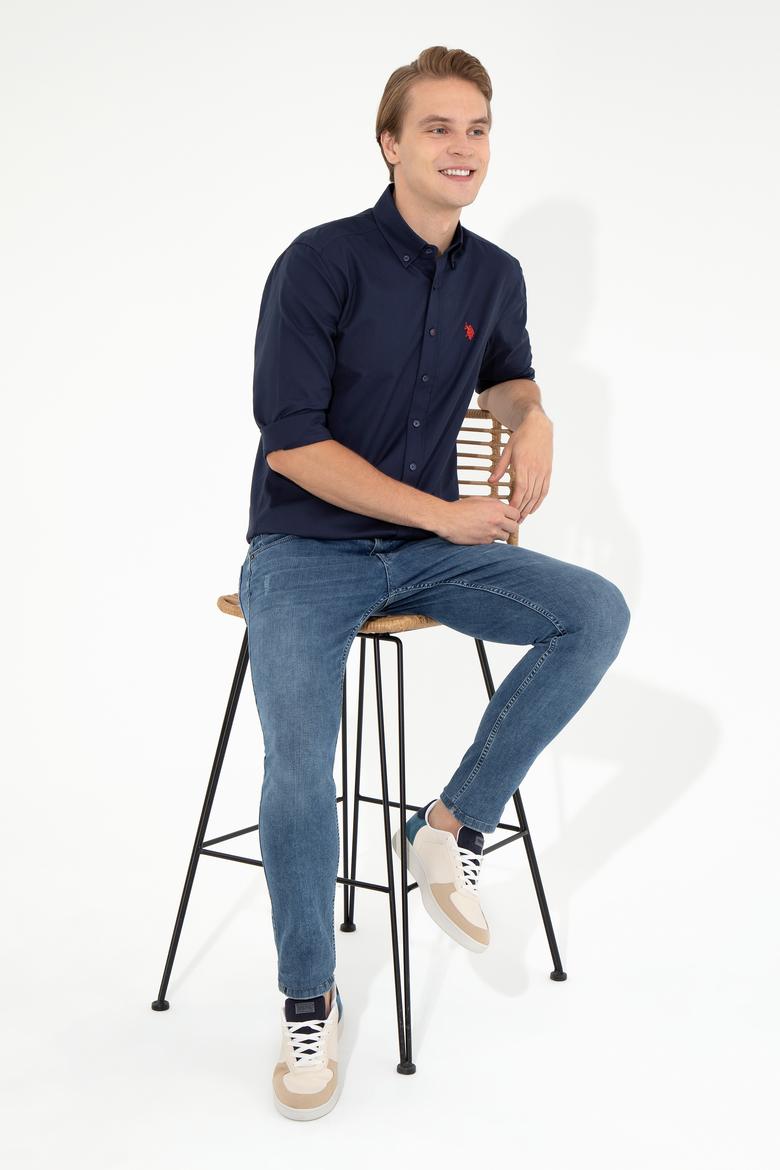 Erkek Lacivert Uzun Kollu Basic Gömlek - 50249521024