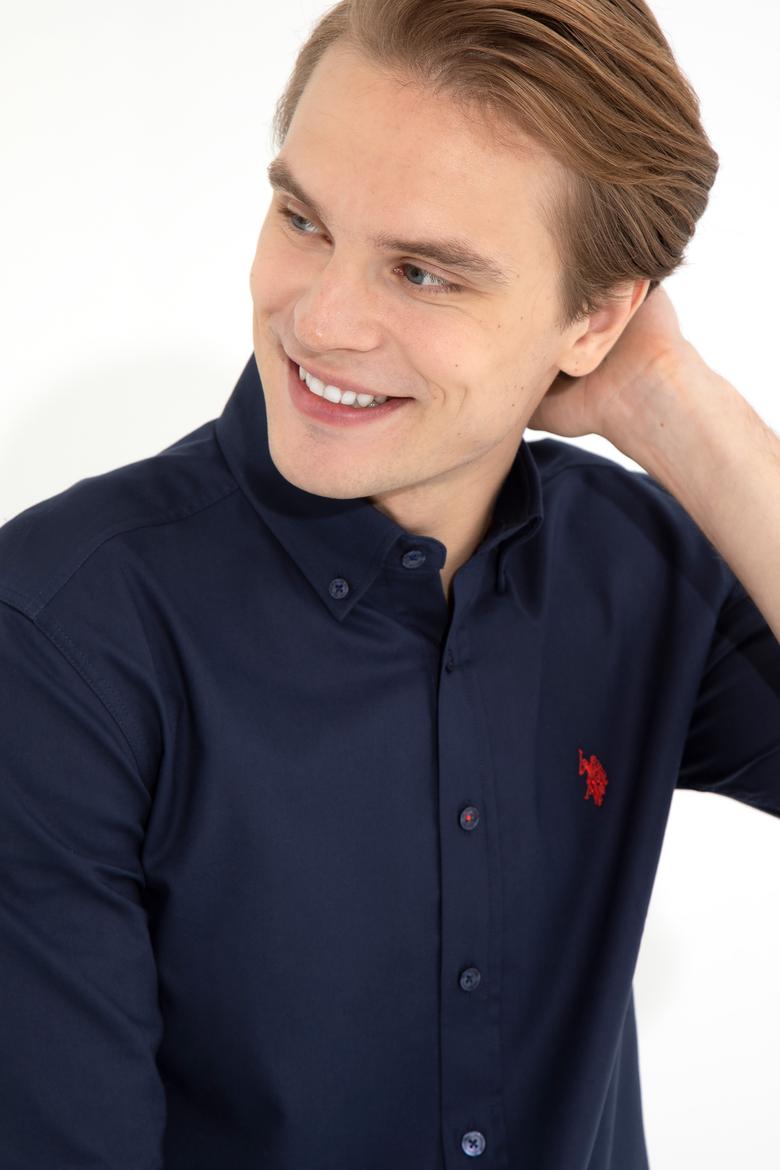 Erkek Lacivert Uzun Kollu Basic Gömlek - 50249521024