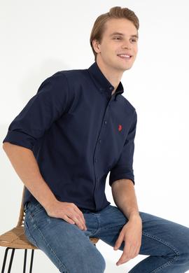 Erkek Lacivert Uzun Kollu Basic Gömlek - 50249521024