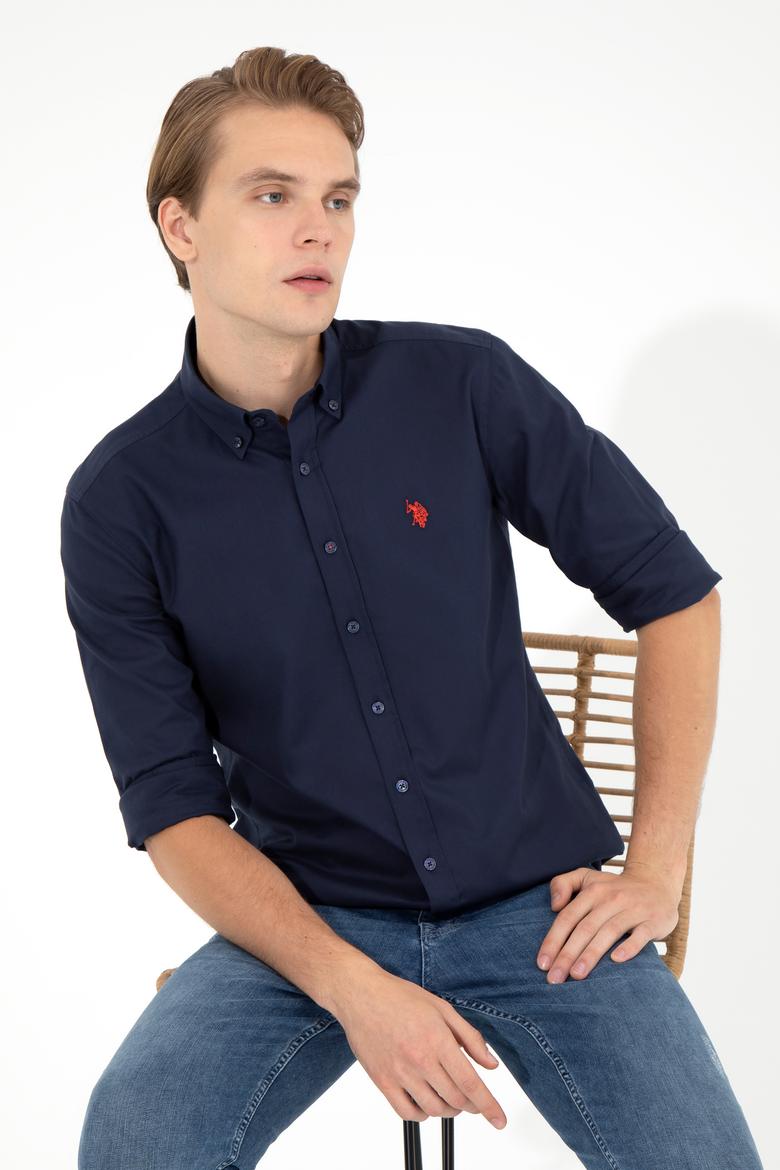 Erkek Lacivert Uzun Kollu Basic Gömlek - 50249521024