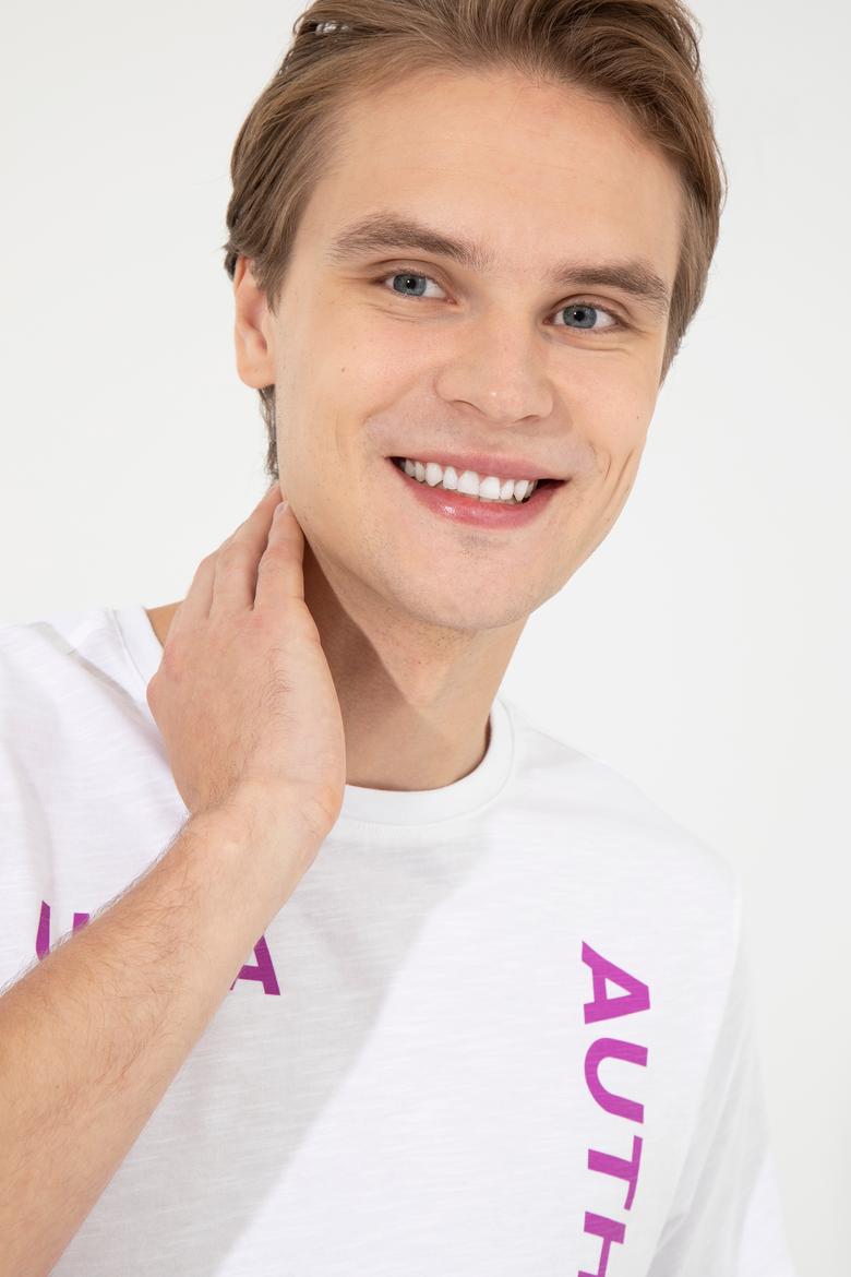 Erkek Menekşe Bisiklet Yaka Tişört - 50248599008