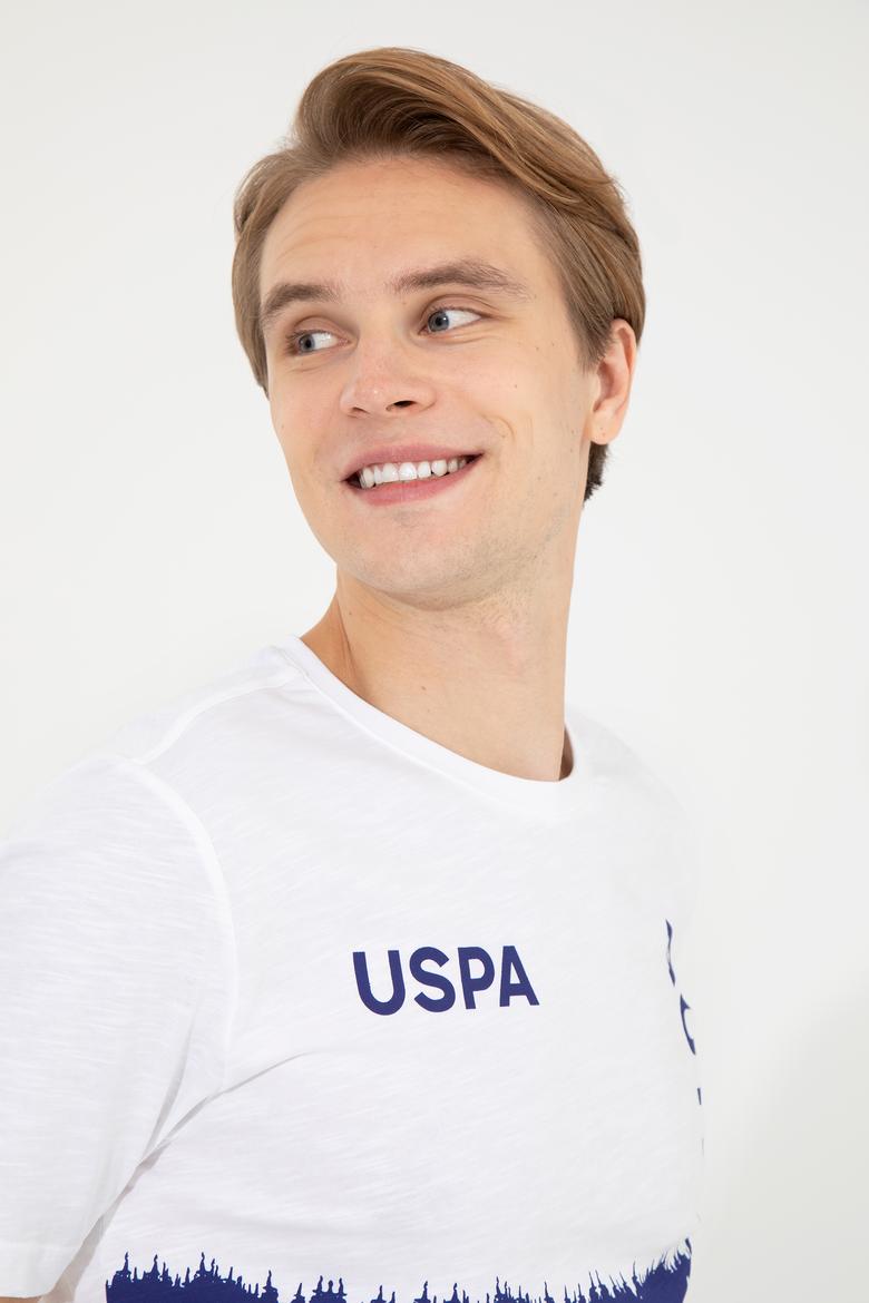 Erkek Mavi Bisiklet Yaka Tişört - 50248599019