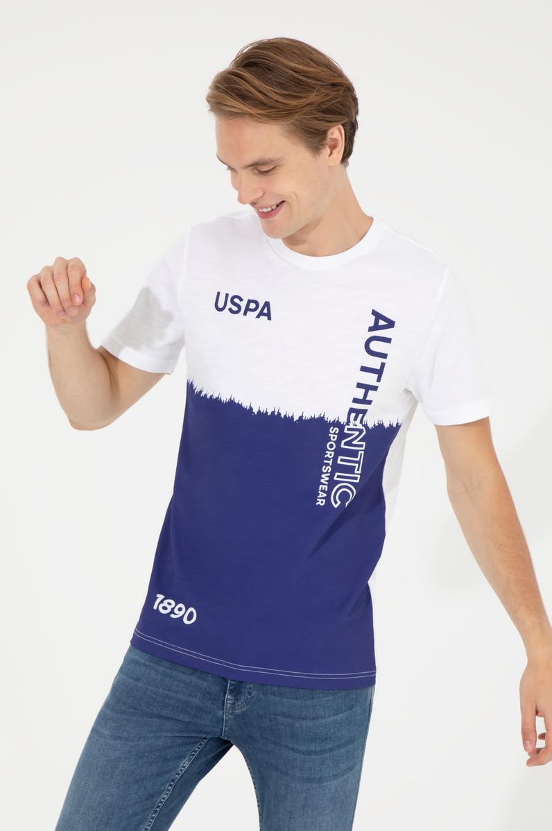 Erkek Mavi Bisiklet Yaka Tişört