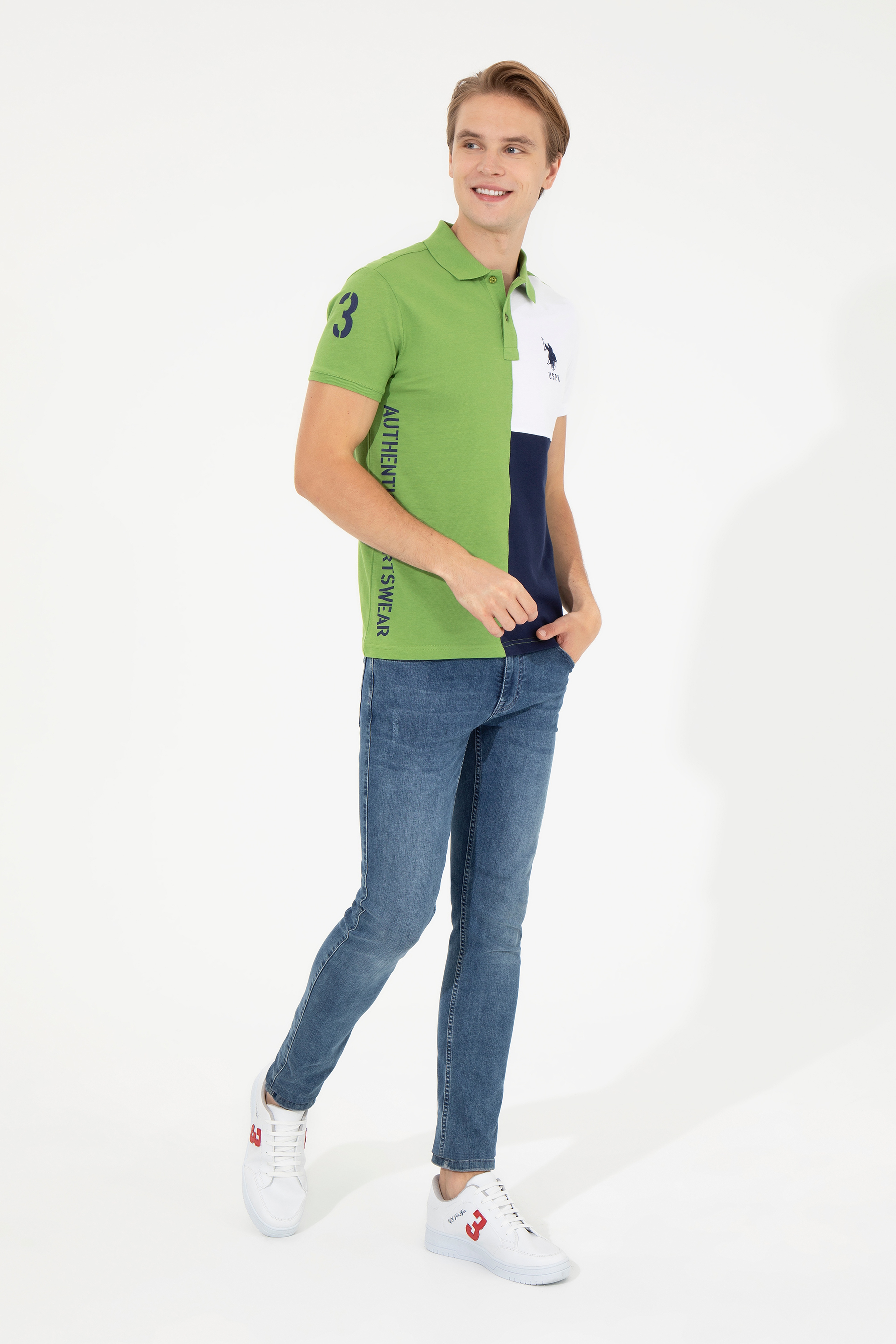 Erkek Elma Yeşili Polo Yaka Tişört - Image 3