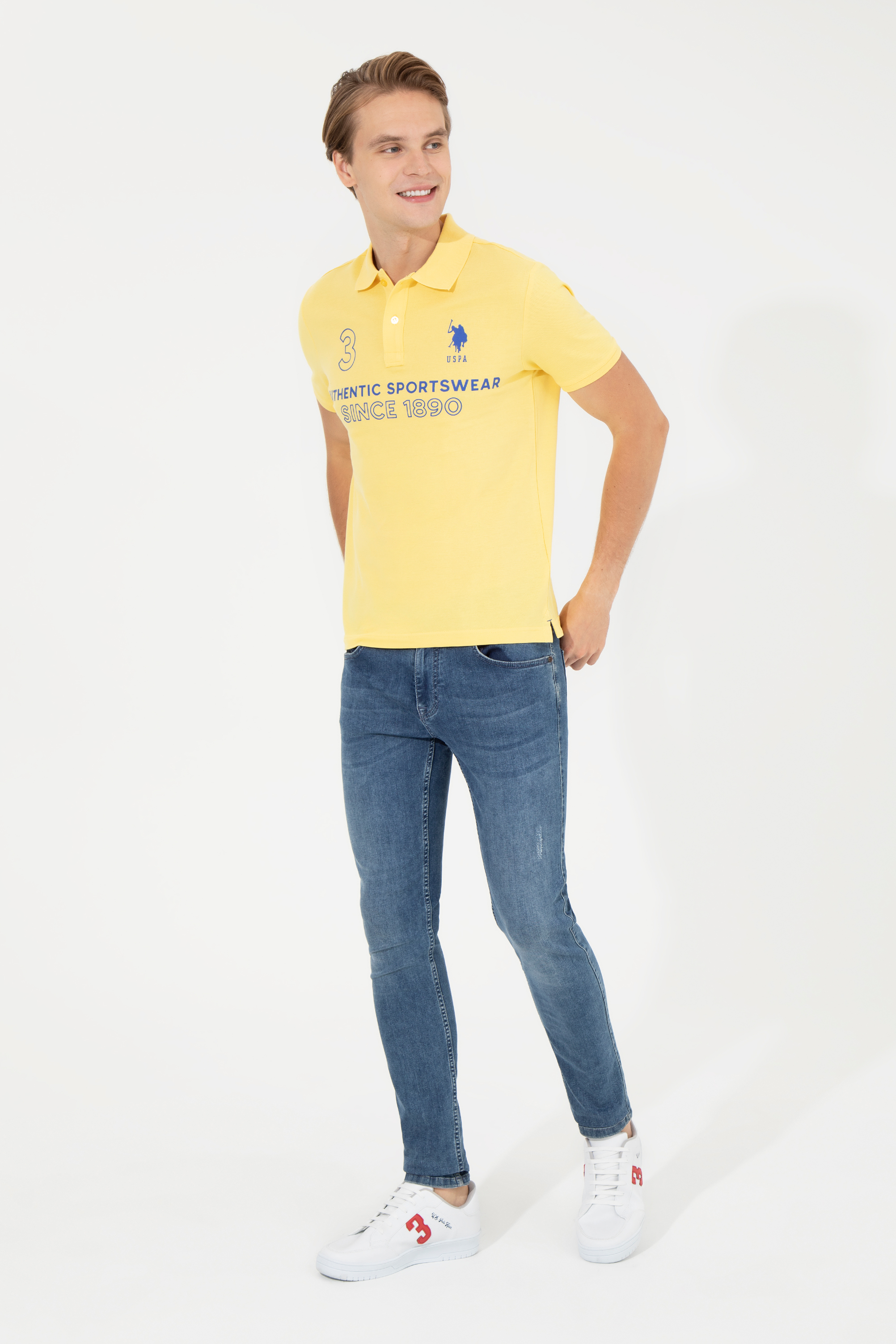 Erkek Açık Sarı Polo Yaka Tişört - Image 3