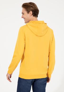 Erkek Safran Kapüşonlu Basic Sweatshirt - 50257225031