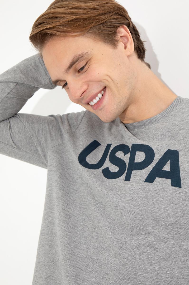 Erkek Gri Melanj Basic Sweatshirt