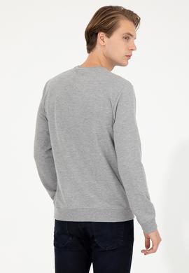 Erkek Gri Melanj Basic Sweatshirt - 50254504035