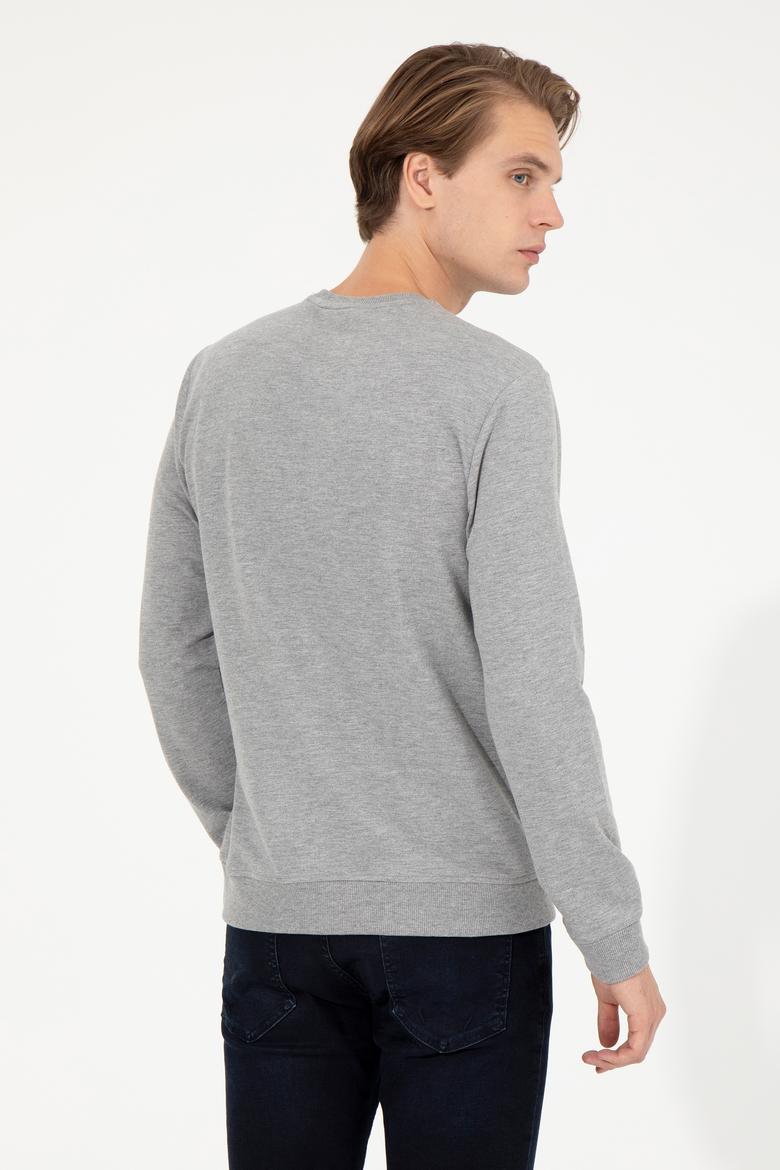 Erkek Gri Melanj Basic Sweatshirt - 50254504035