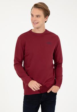 Erkek Vişne Bisiklet Yaka Basic Sweatshirt - 50257281009