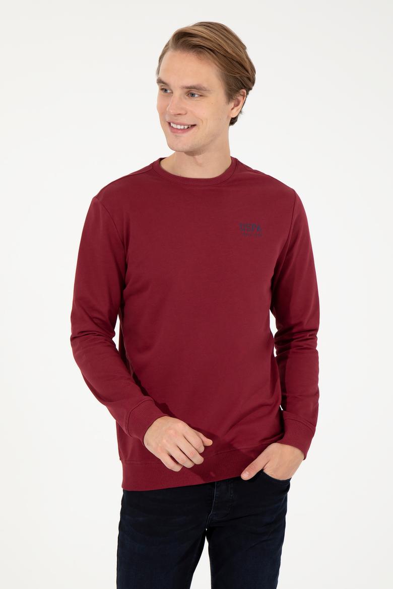 Erkek Vişne Bisiklet Yaka Basic Sweatshirt - 50257281009