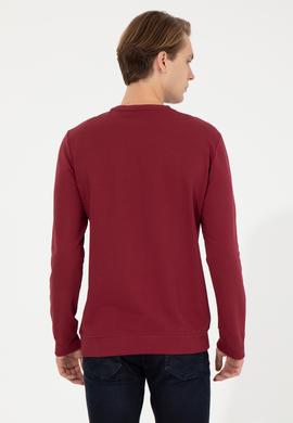 Erkek Vişne Bisiklet Yaka Basic Sweatshirt - 50257281009