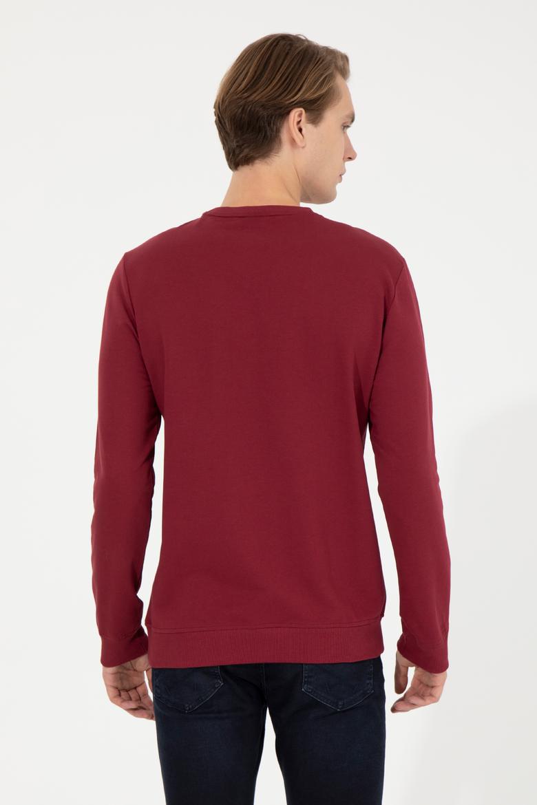 Erkek Vişne Bisiklet Yaka Basic Sweatshirt - 50257281009