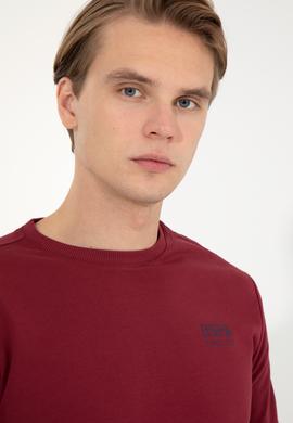 Erkek Vişne Bisiklet Yaka Basic Sweatshirt - 50257281009