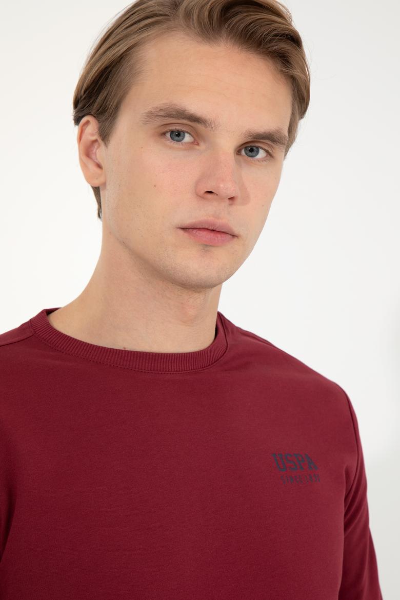 Erkek Vişne Bisiklet Yaka Basic Sweatshirt - 50257281009