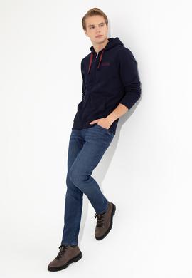 Erkek Lacivert Kapüşonlu Örme Hırka - 50257142009