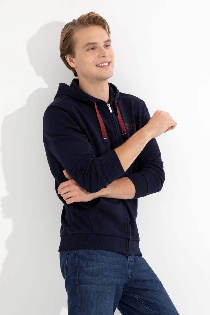 Erkek Lacivert Kapüşonlu Örme Hırka