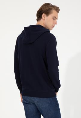 Erkek Lacivert Kapüşonlu Örme Hırka - 50257142009