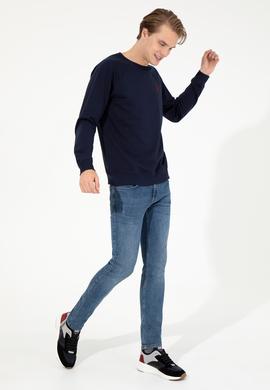 Erkek Lacivert Bisiklet Yaka Basic Sweatshirt - 50257289010