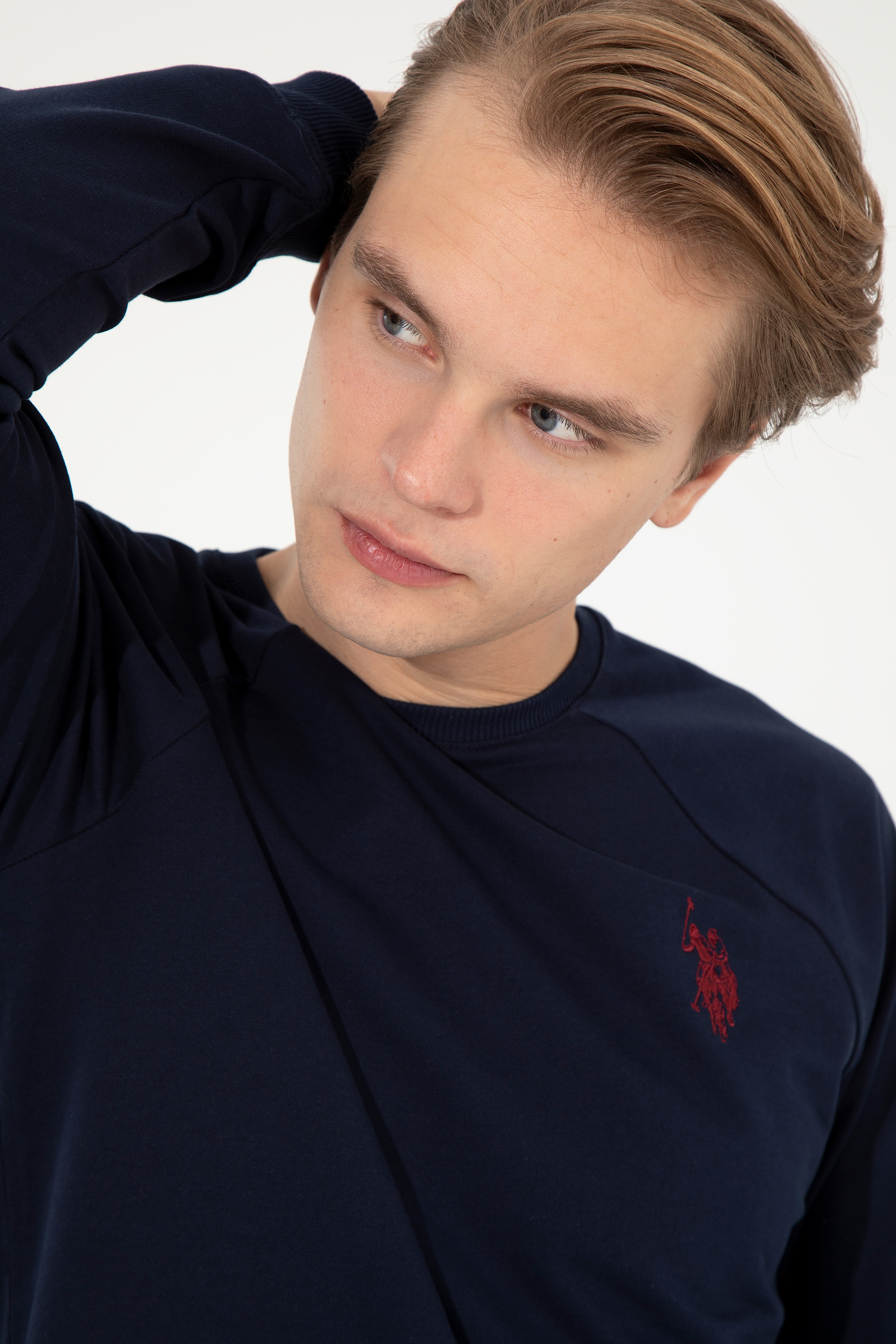 Erkek Lacivert Bisiklet Yaka Basic Sweatshirt