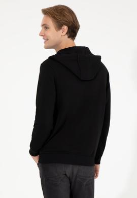 Erkek Siyah Kapüşonlu Örme Hırka - 50257142049