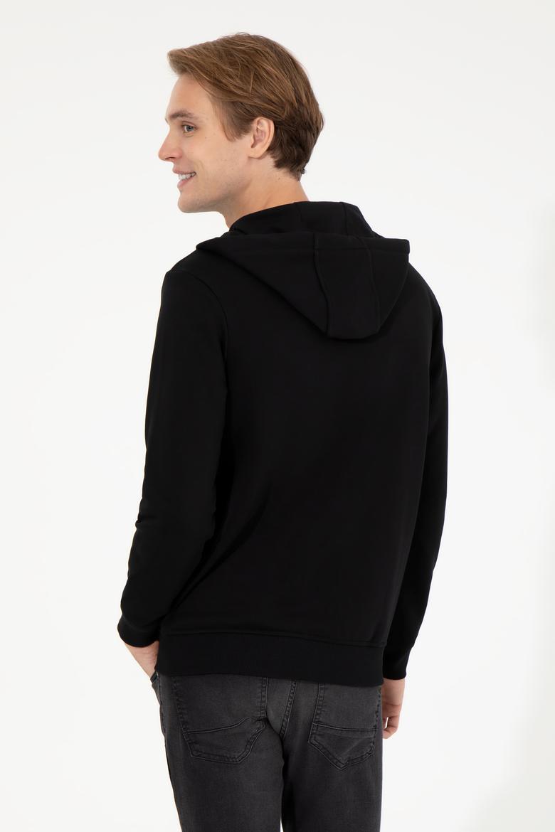 Erkek Siyah Kapüşonlu Örme Hırka - 50257142049