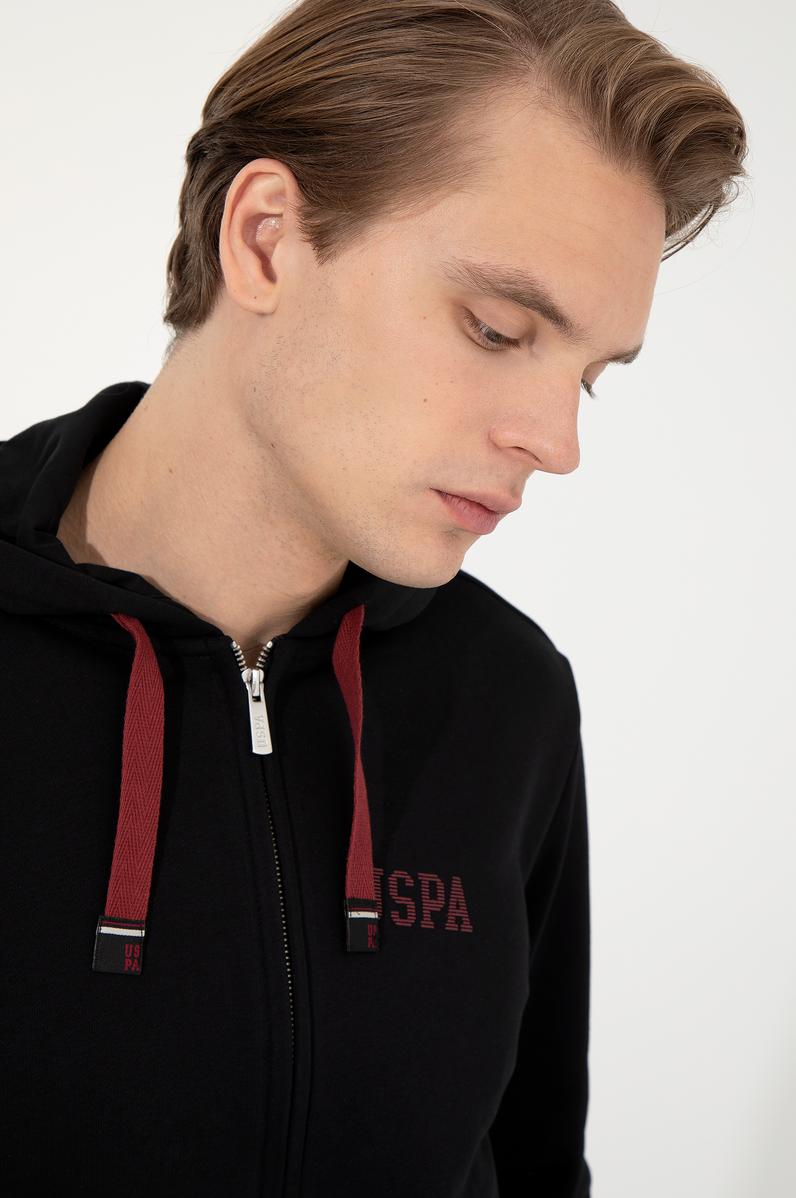 Erkek Siyah Kapüşonlu Örme Hırka