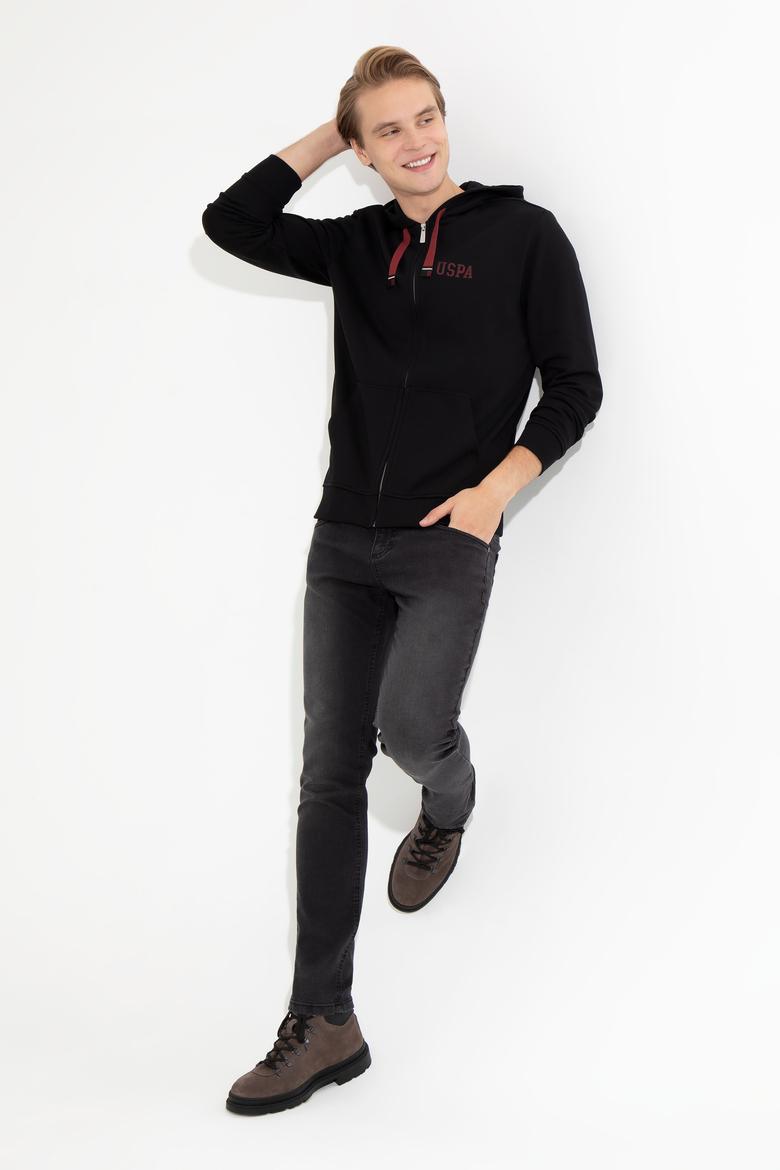 Erkek Siyah Kapüşonlu Örme Hırka - 50257142049