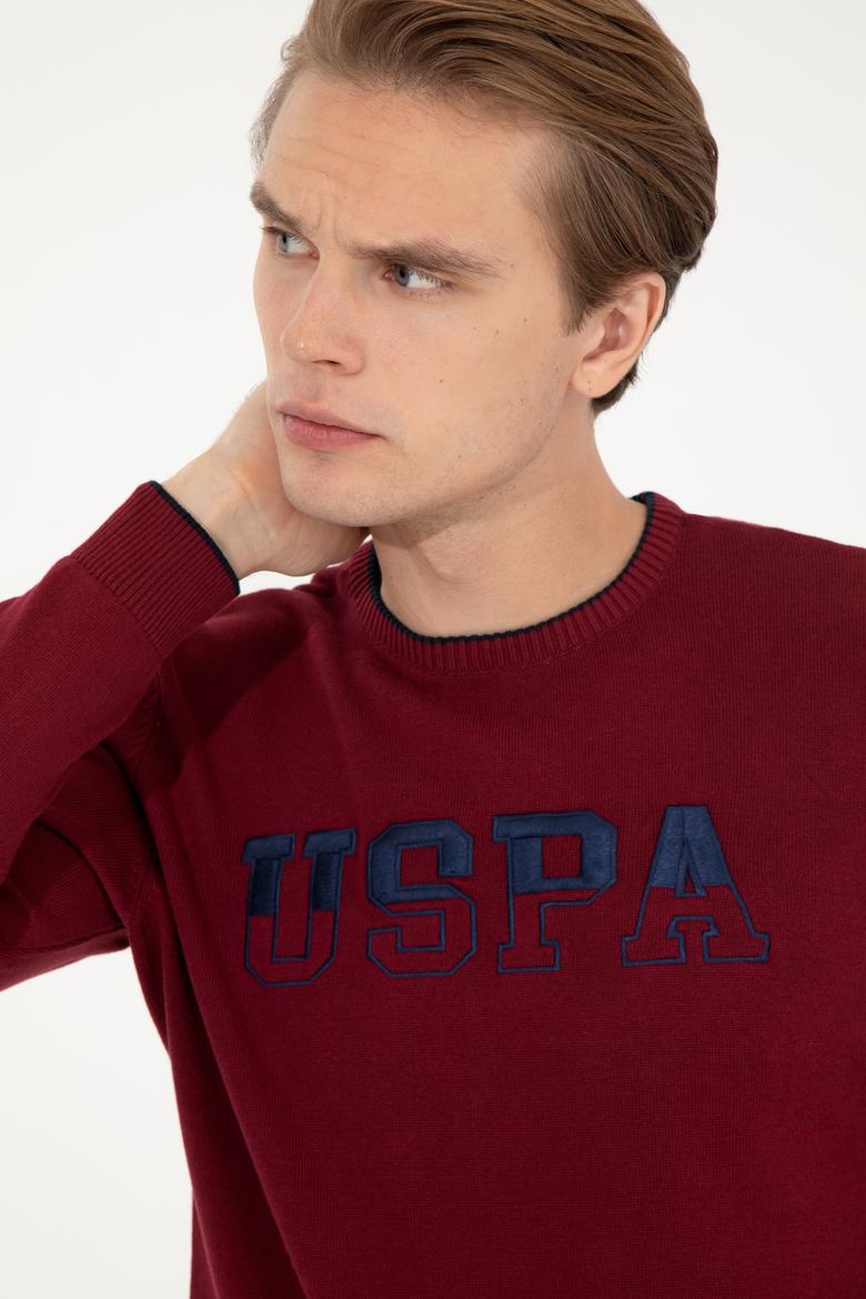 Erkek Bordo Bisiklet Yaka Triko Kazak - 50255650001