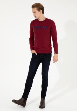 Erkek Bordo Bisiklet Yaka Triko Kazak - 50255650001