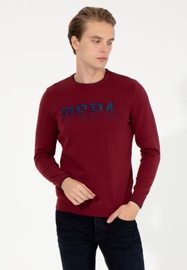 Erkek Bordo Bisiklet Yaka Triko Kazak - 50255650001