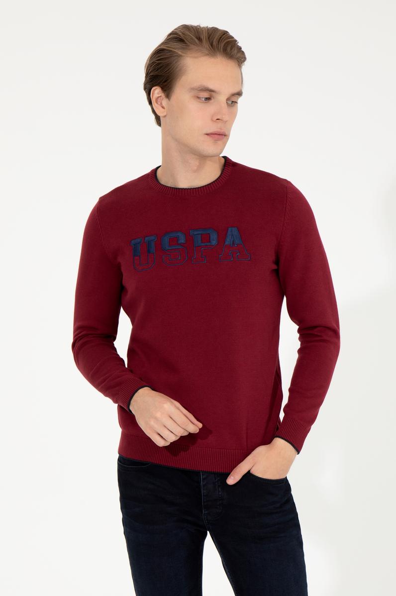 Erkek Bordo Bisiklet Yaka Triko Kazak