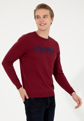 Erkek Bordo Bisiklet Yaka Triko Kazak - 50255650001