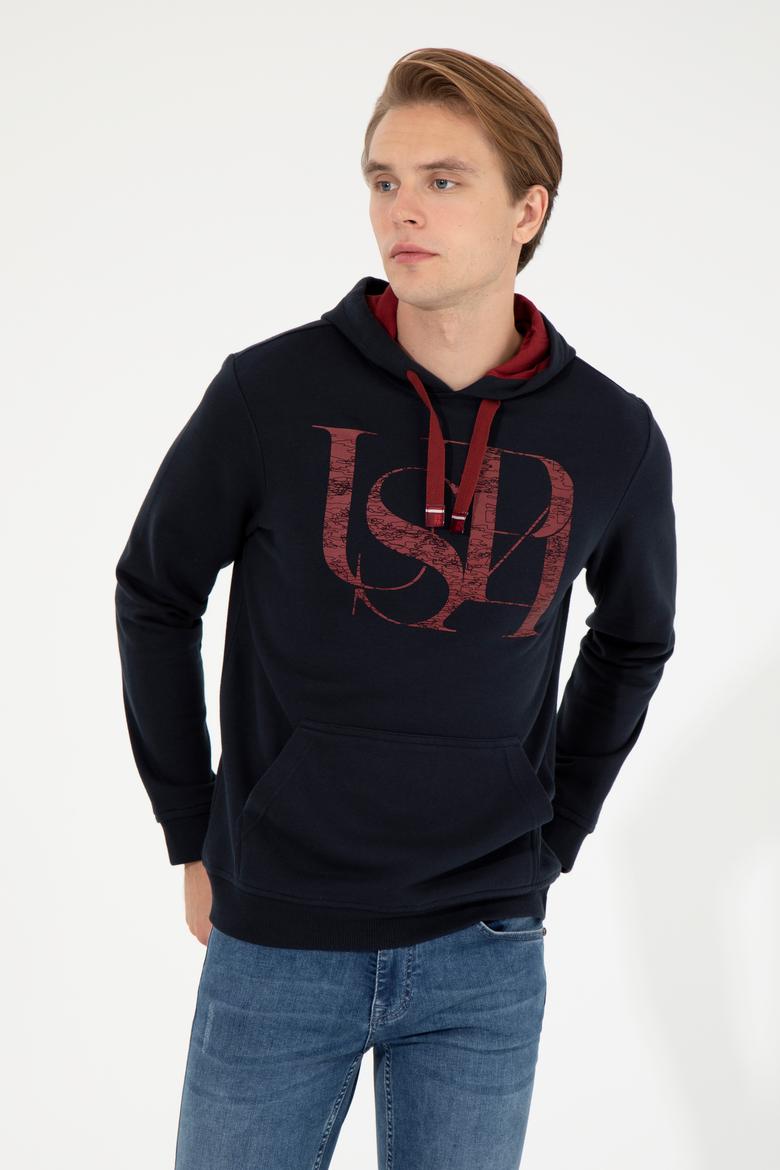 Erkek Lacivert Kapüşonlu Sweatshirt